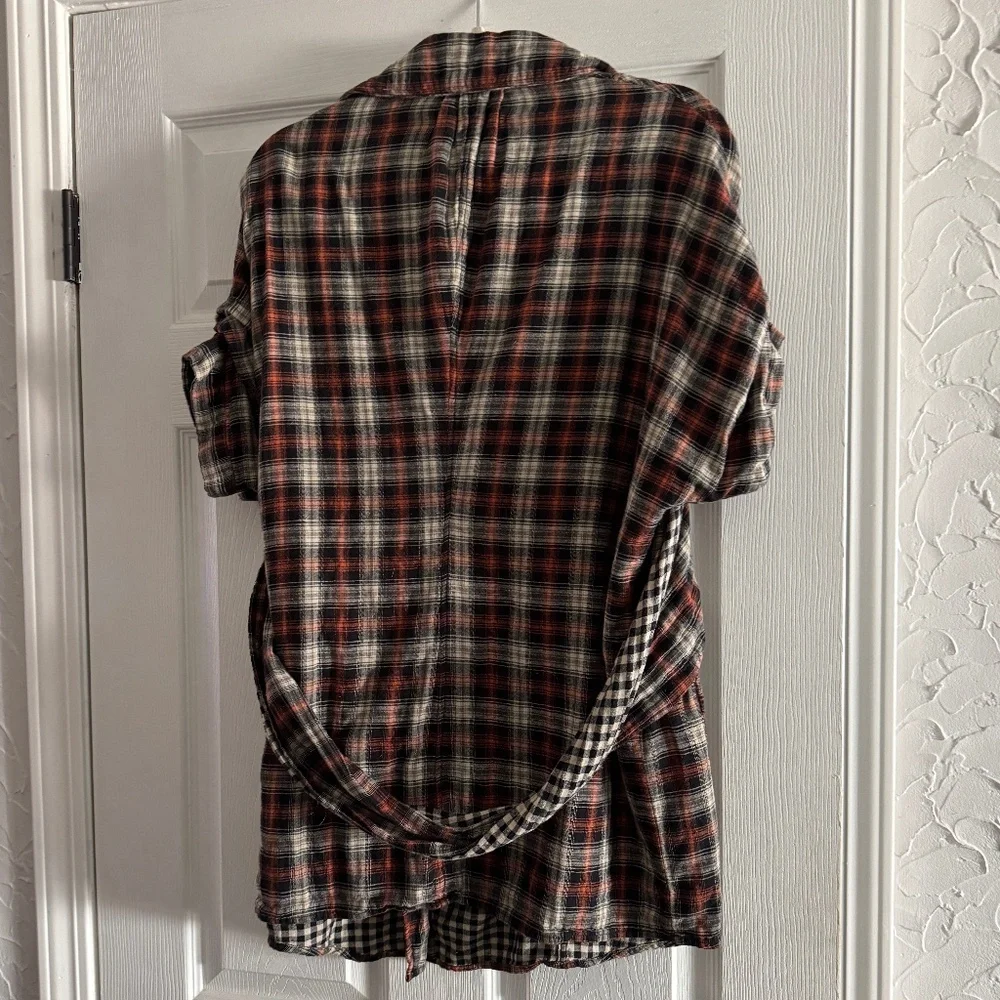 Nicholas K Orange, Cream and Black Plaid with Gingham Tunic - Sz Small - Picture 7 of 9